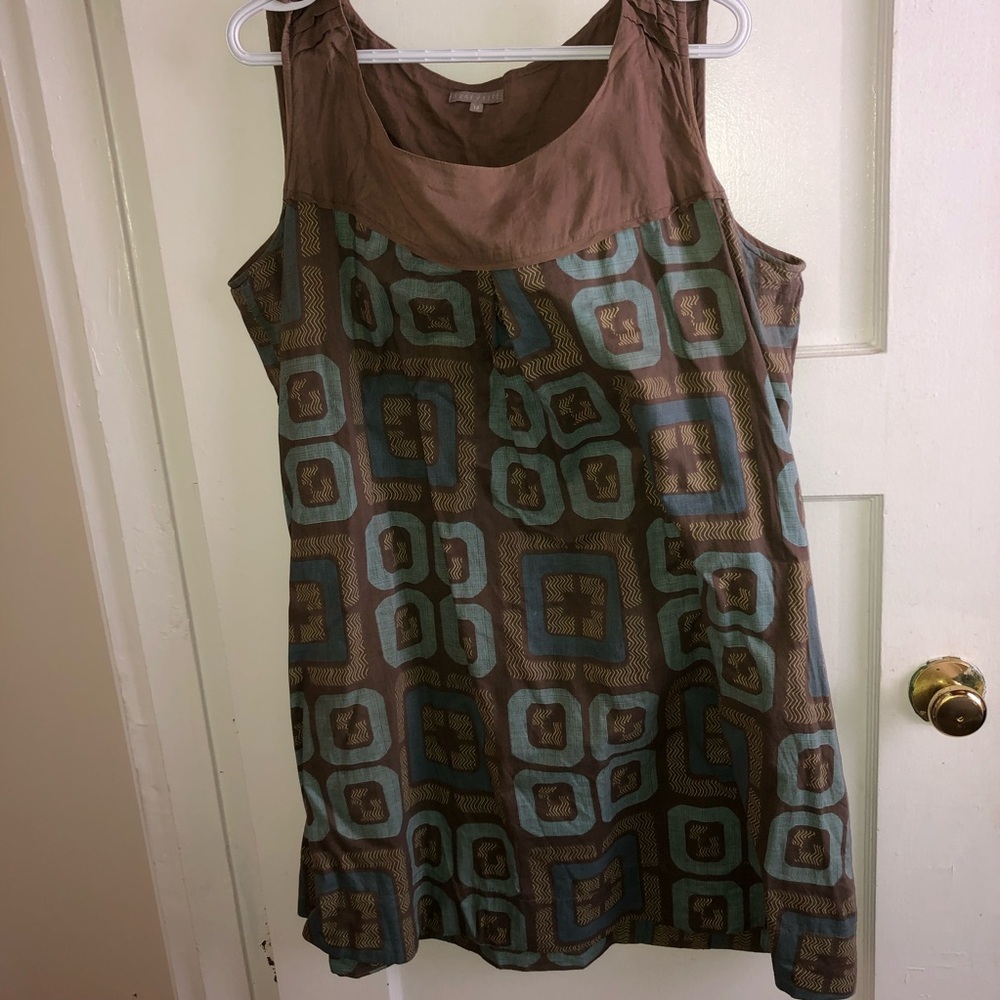 Mid Century somewhere Geometric Pattern Sleeveless Dress- size 18 - 100% cotton